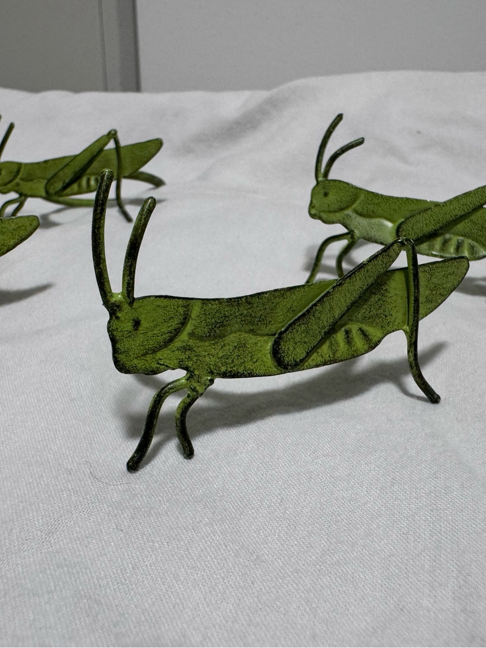 Vintage Napkin Rings Metal Grasshopper Green Set of 4 Pier One Fairycore Decor